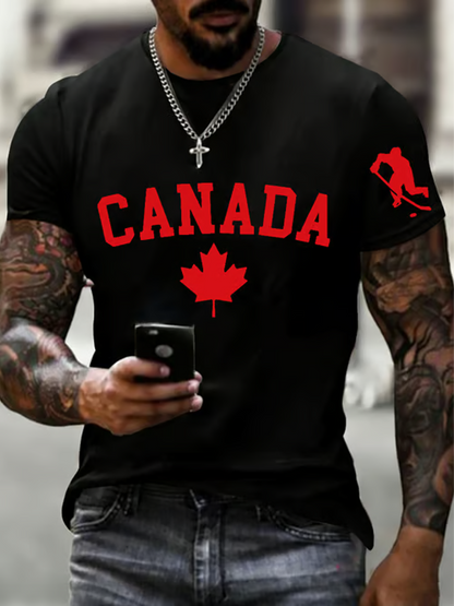 Men's Canadian Ice Hockey imitation cotton short-sleeved T-shirt