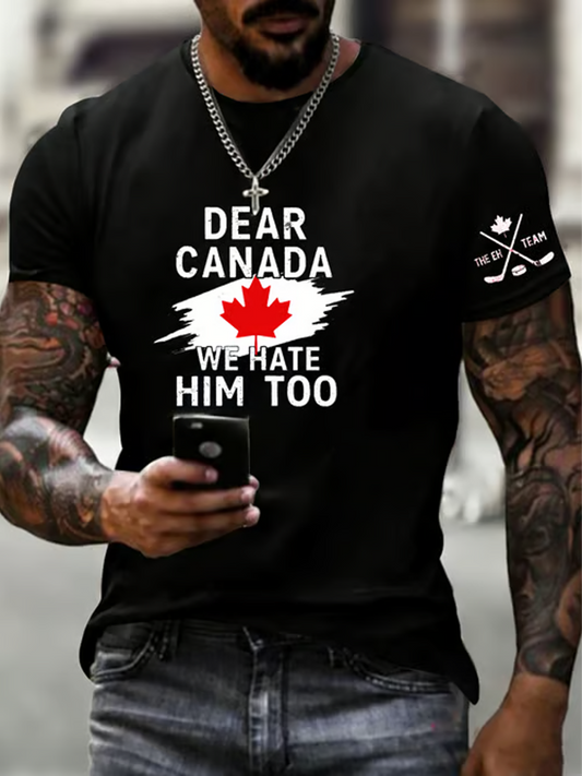 Men's Canadian Ice Hockey imitation cotton short-sleeved T-shirt
