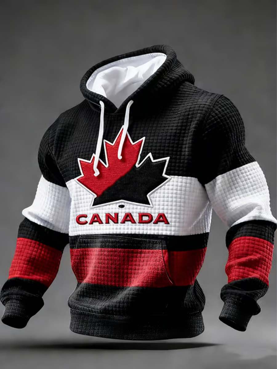 Men's Canadian Ice Hockey Checkered Cotton Hoodie