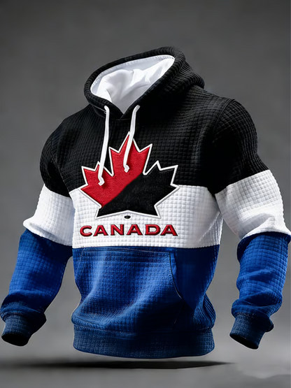 Men's Canadian Ice Hockey Checkered Cotton Hoodie