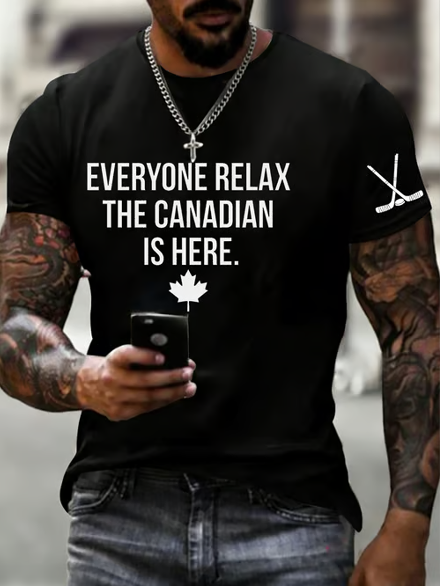Men's Canadian Ice Hockey imitation cotton short-sleeved T-shirt