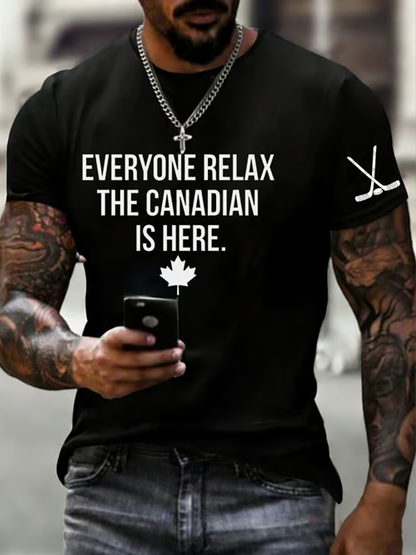 Men's Canadian Ice Hockey imitation cotton short-sleeved T-shirt