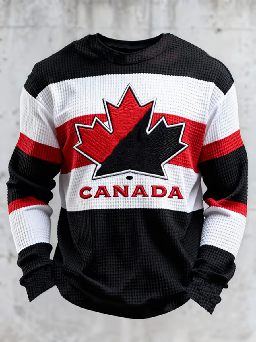 Men's Canadian Ice Hockey Waffle Long Sleeve Top