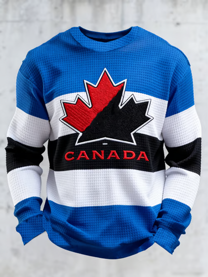 Men's Canadian Ice Hockey Waffle Long Sleeve Top