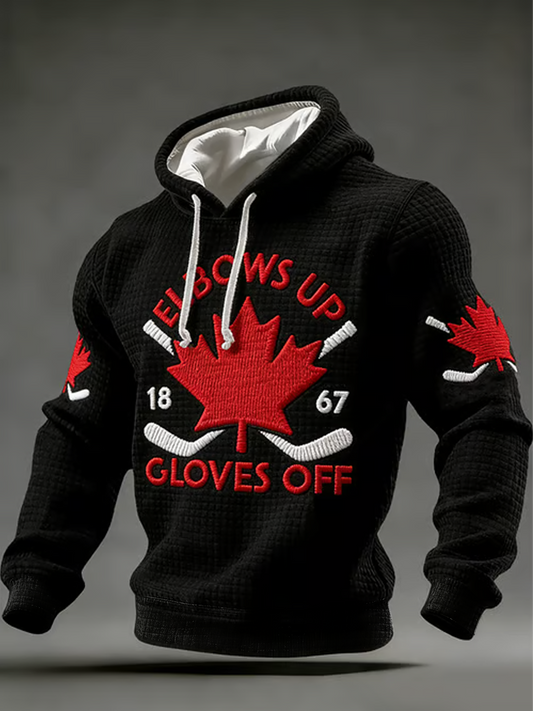 Men's Canadian Ice Hockey Checkered Cotton Hoodie