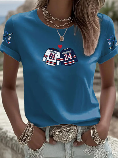 Women's Hockey Print Casual T-shirt