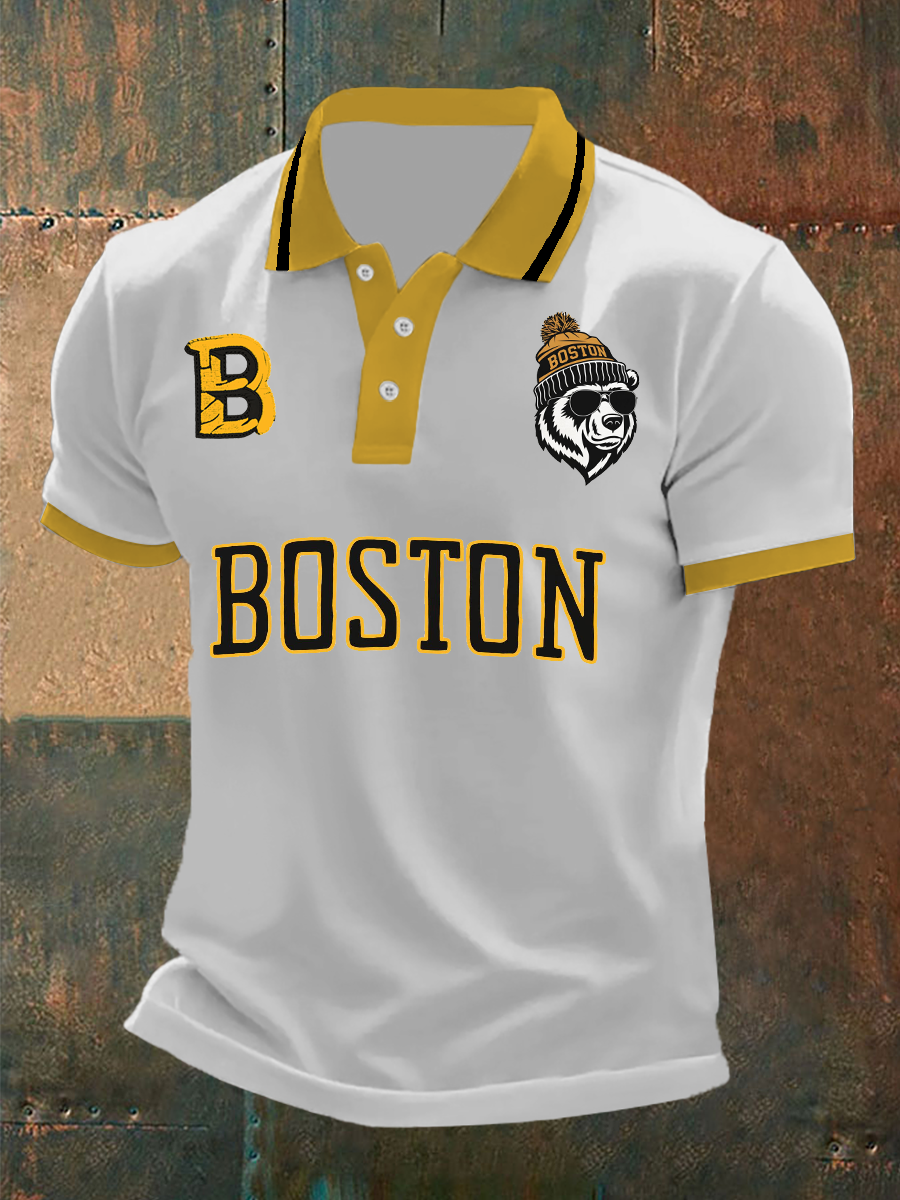 Men's Vintage Hockey Print Shirt