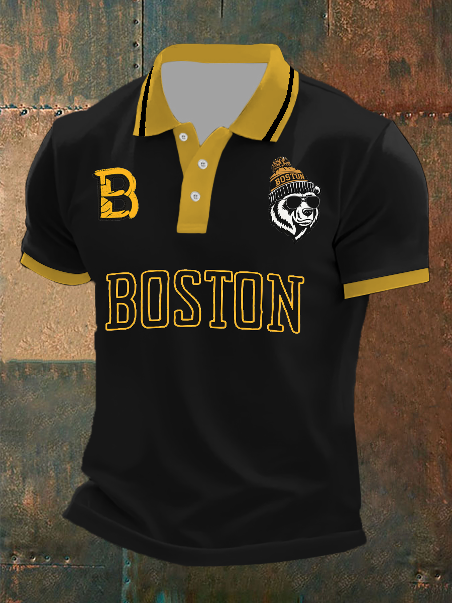 Men's Vintage Hockey Print Shirt