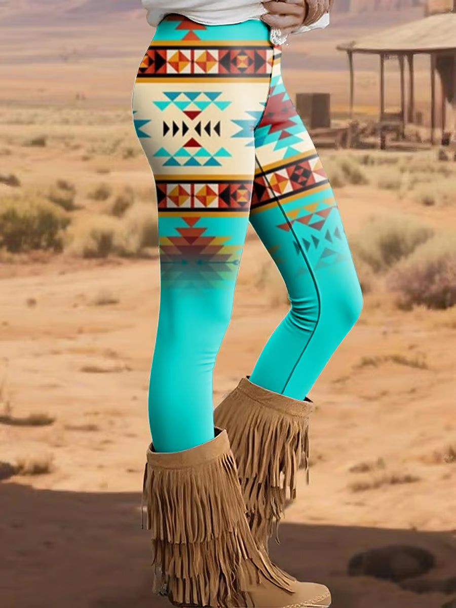 Women's Vintage Western Aztec Leggings