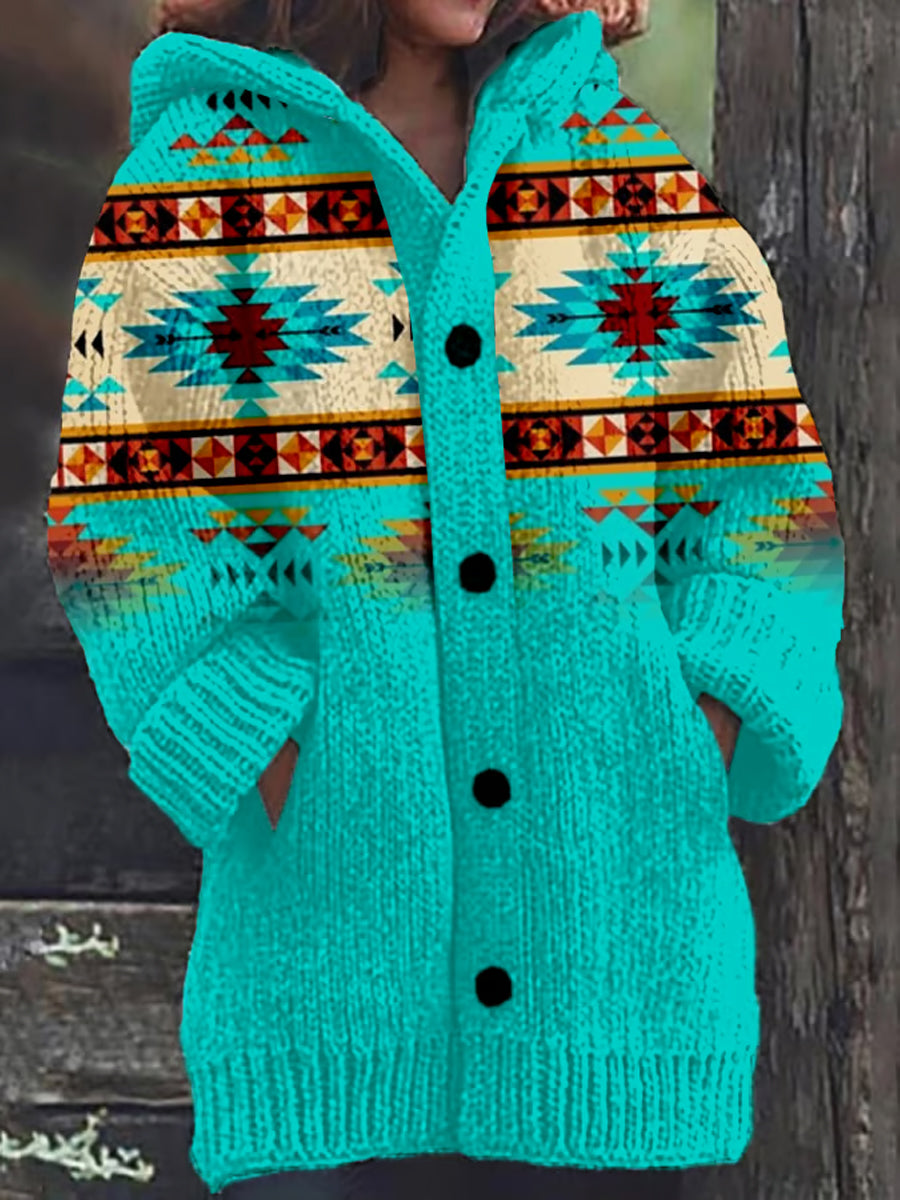 Women's Vintage Western Aztec Long Coat