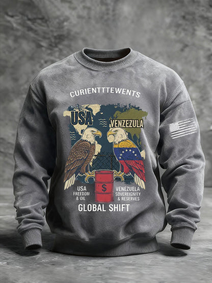 Men's Curientttewents USA Venezuela Global Shift Printed Sweatshirt