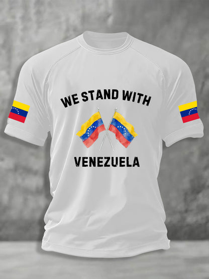 Men's We Stand With Venezuela Freedom Venezuela Short Sleeve T-shirt