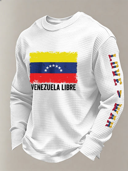 Men's Venezuela Libre  Printed Waffle Sweatshirt