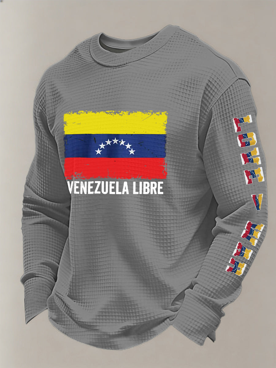 Men's Venezuela Libre  Printed Waffle Sweatshirt