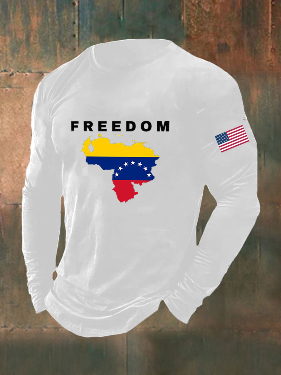 Men's Freedom Venezuela Printed Long Sleeve T-shirt