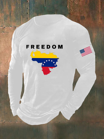 Men's Freedom Venezuela Printed Long Sleeve T-shirt
