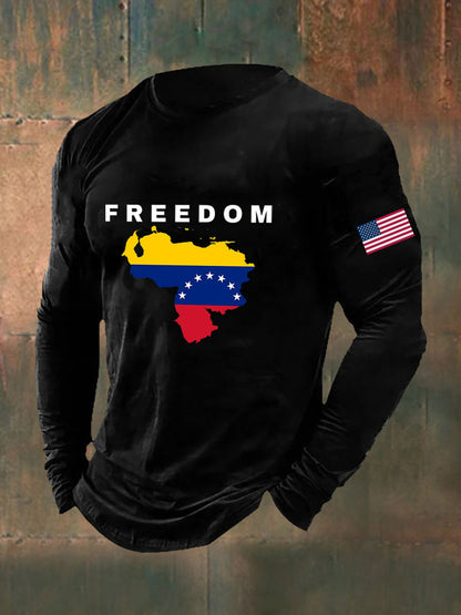 Men's Freedom Venezuela Printed Long Sleeve T-shirt