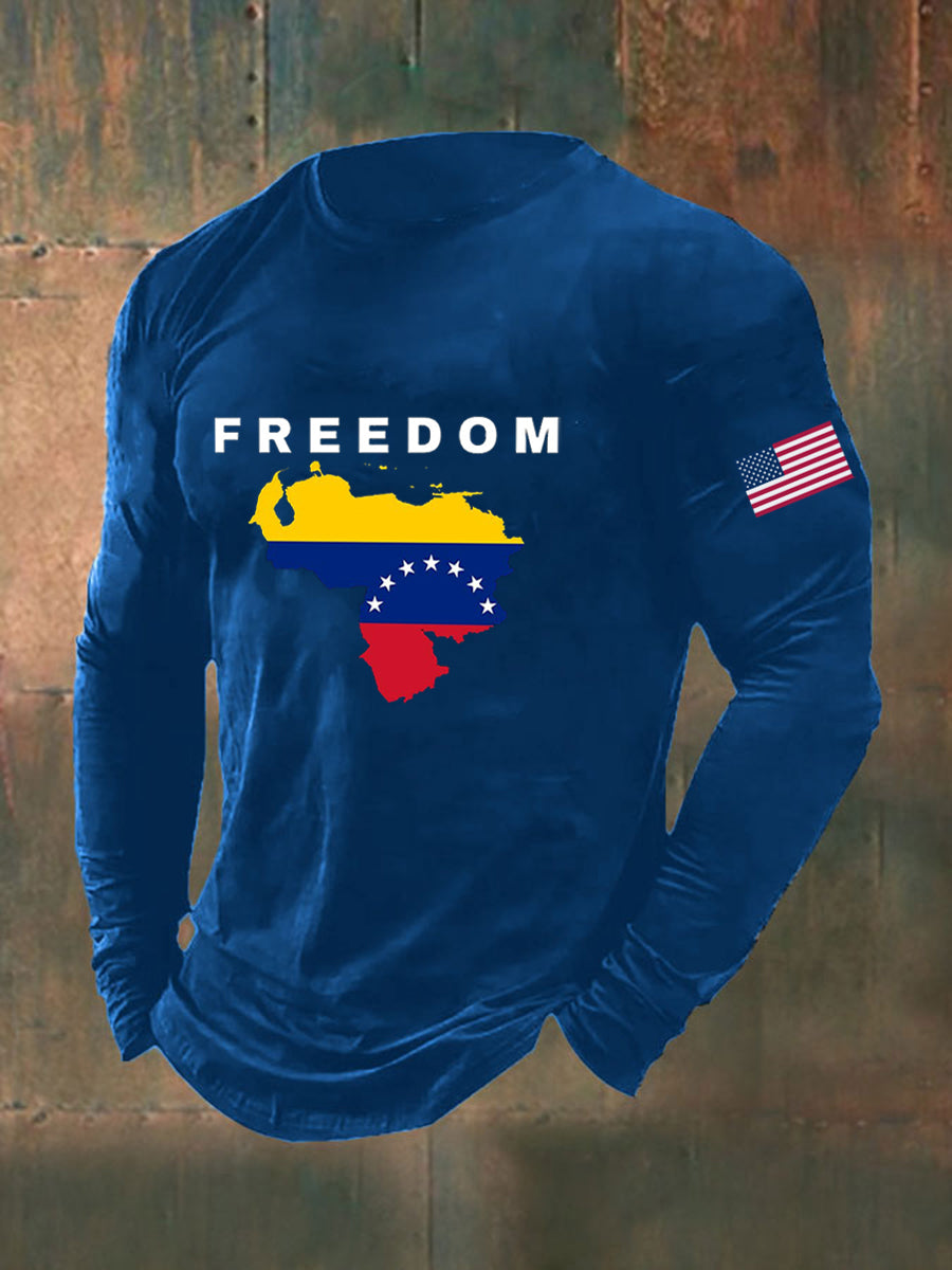 Men's Freedom Venezuela Printed Long Sleeve T-shirt