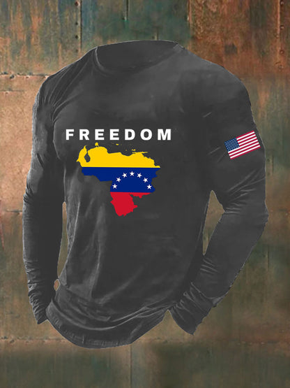 Men's Freedom Venezuela Printed Long Sleeve T-shirt