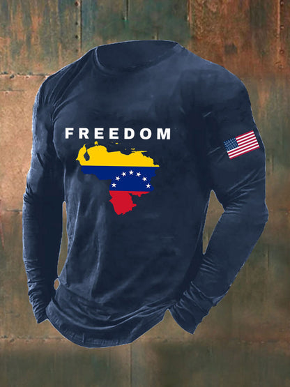 Men's Freedom Venezuela Printed Long Sleeve T-shirt