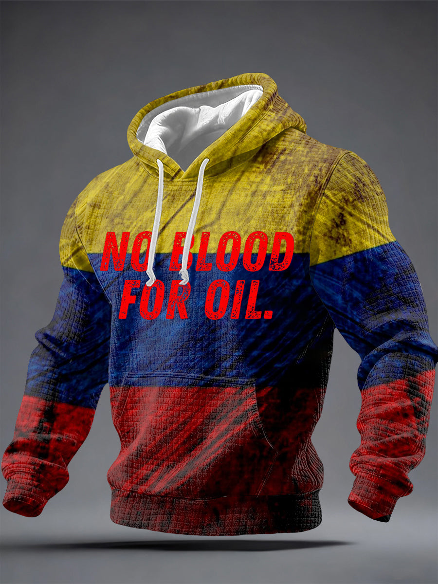 Men's Venezuela No Blood For Oil Printed Hoodie