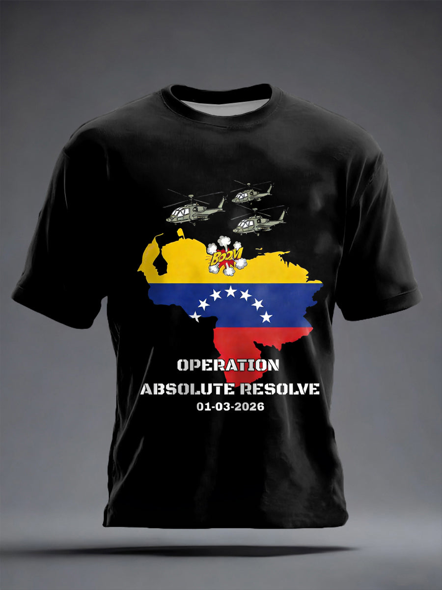 Men's Operation Absolute Resolve Venezuela 2026 Print short sleeves t-shirt