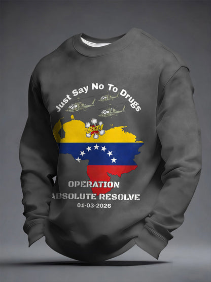 Men's Operation Absolute Resolve Venezuela 2026 Print Sweatshirt