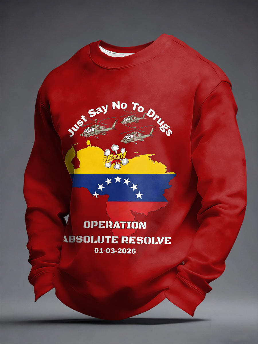 Men's Operation Absolute Resolve Venezuela 2026 Print Sweatshirt