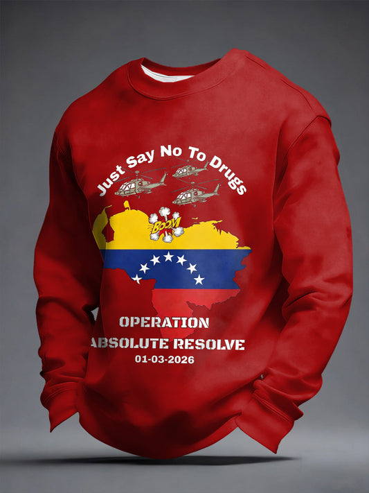 Men's Operation Absolute Resolve Venezuela 2026 Print Sweatshirt