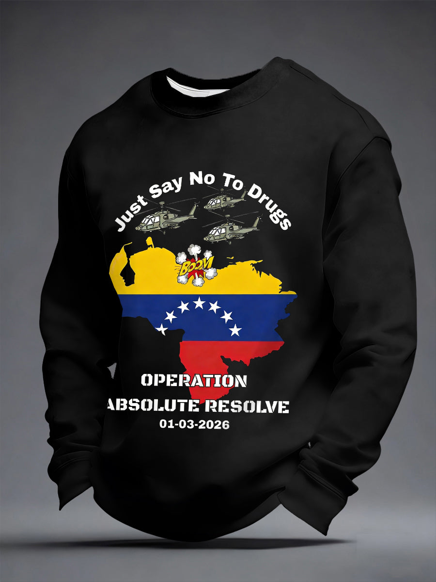 Men's Operation Absolute Resolve Venezuela 2026 Print Sweatshirt