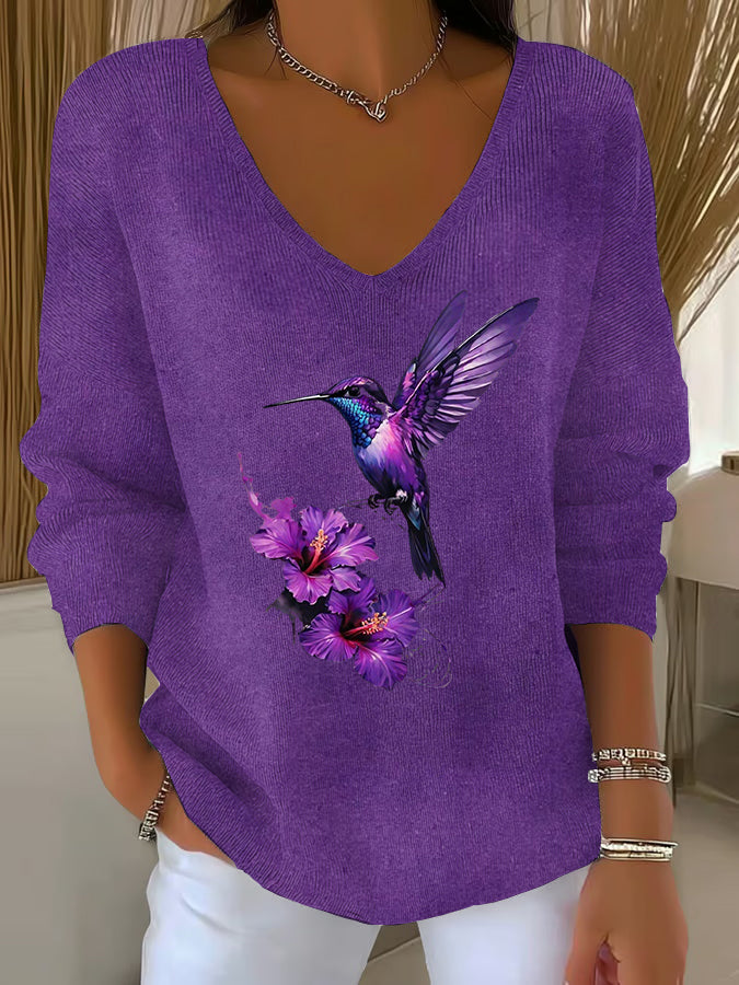 Women's Purple Art Printed Casual Top