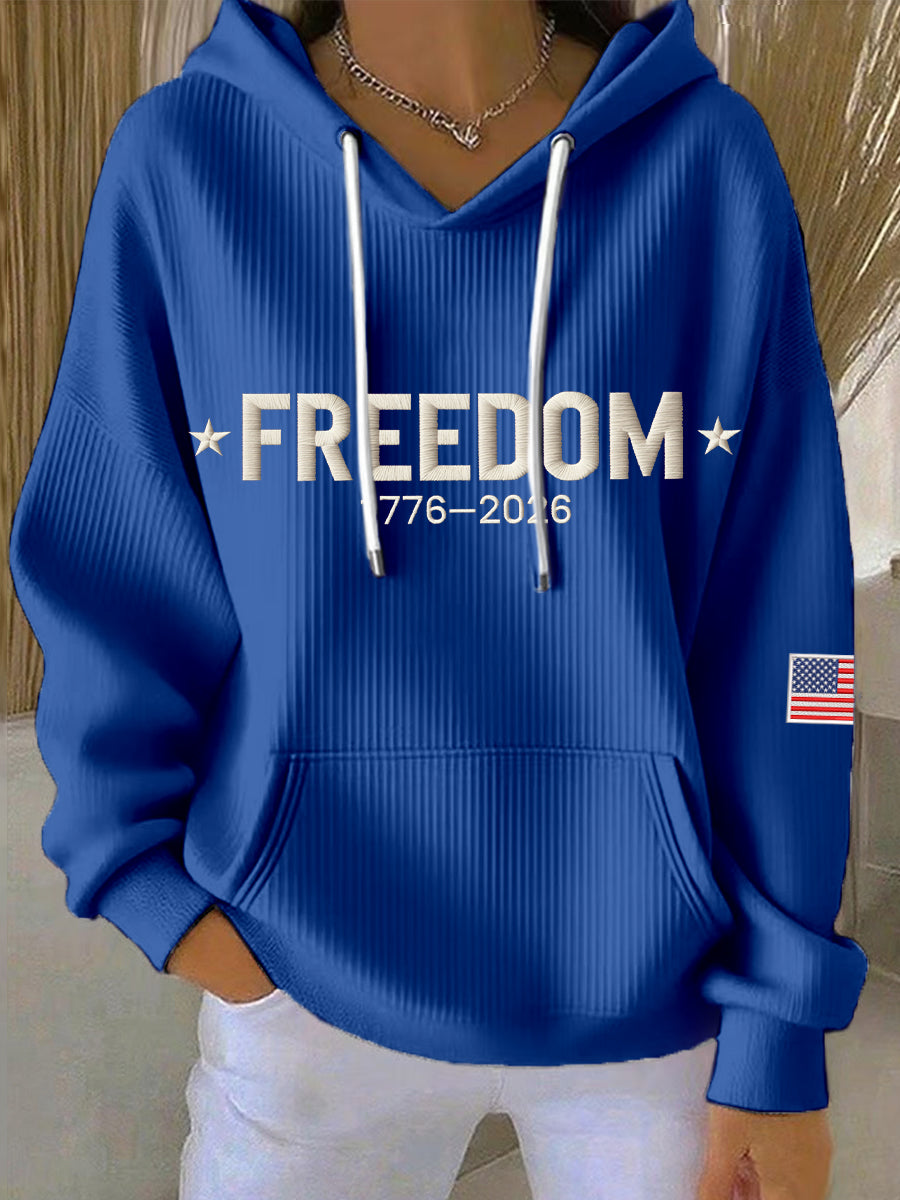 Women's America Freedom 1776–2026 Embroidered Pattern Hoodie