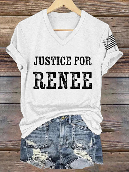 Women's Justice For Renee Nicole Good Minneapolis Protest V-Neck Tee