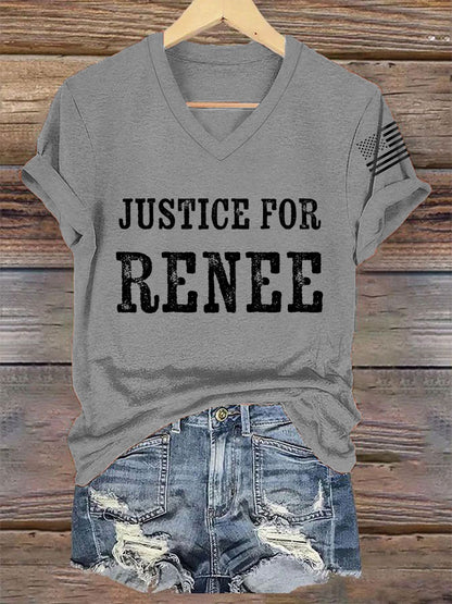 Women's Justice For Renee Nicole Good Minneapolis Protest V-Neck Tee
