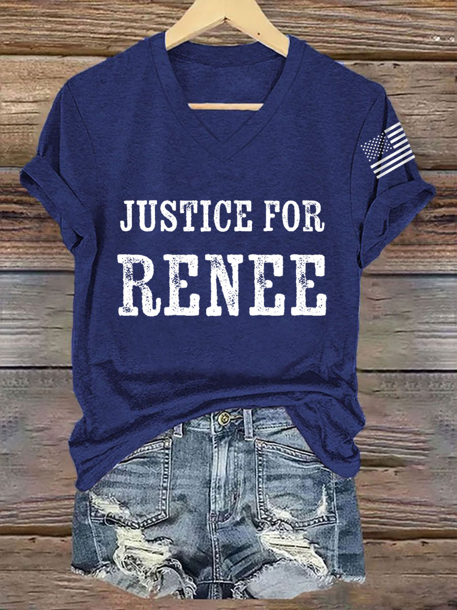 Women's Justice For Renee Nicole Good Minneapolis Protest V-Neck Tee