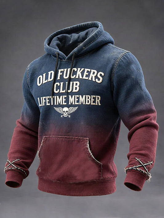 Men's Old Fuckers Club Printed Casual Hoodie