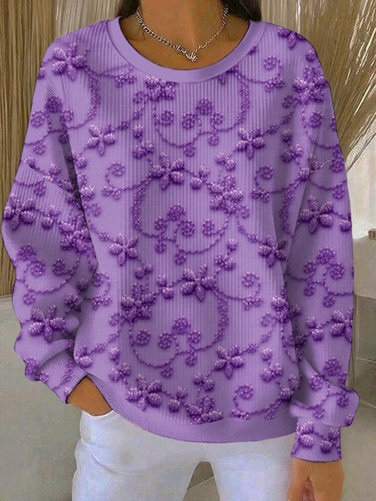 Women's Purple Art Print Casual Sweatshirt