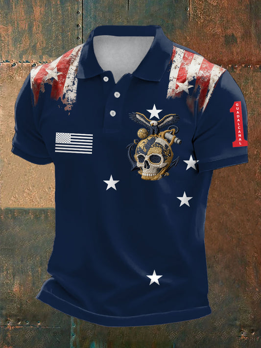 Men's Vintage Veteran Printed Casual Tops