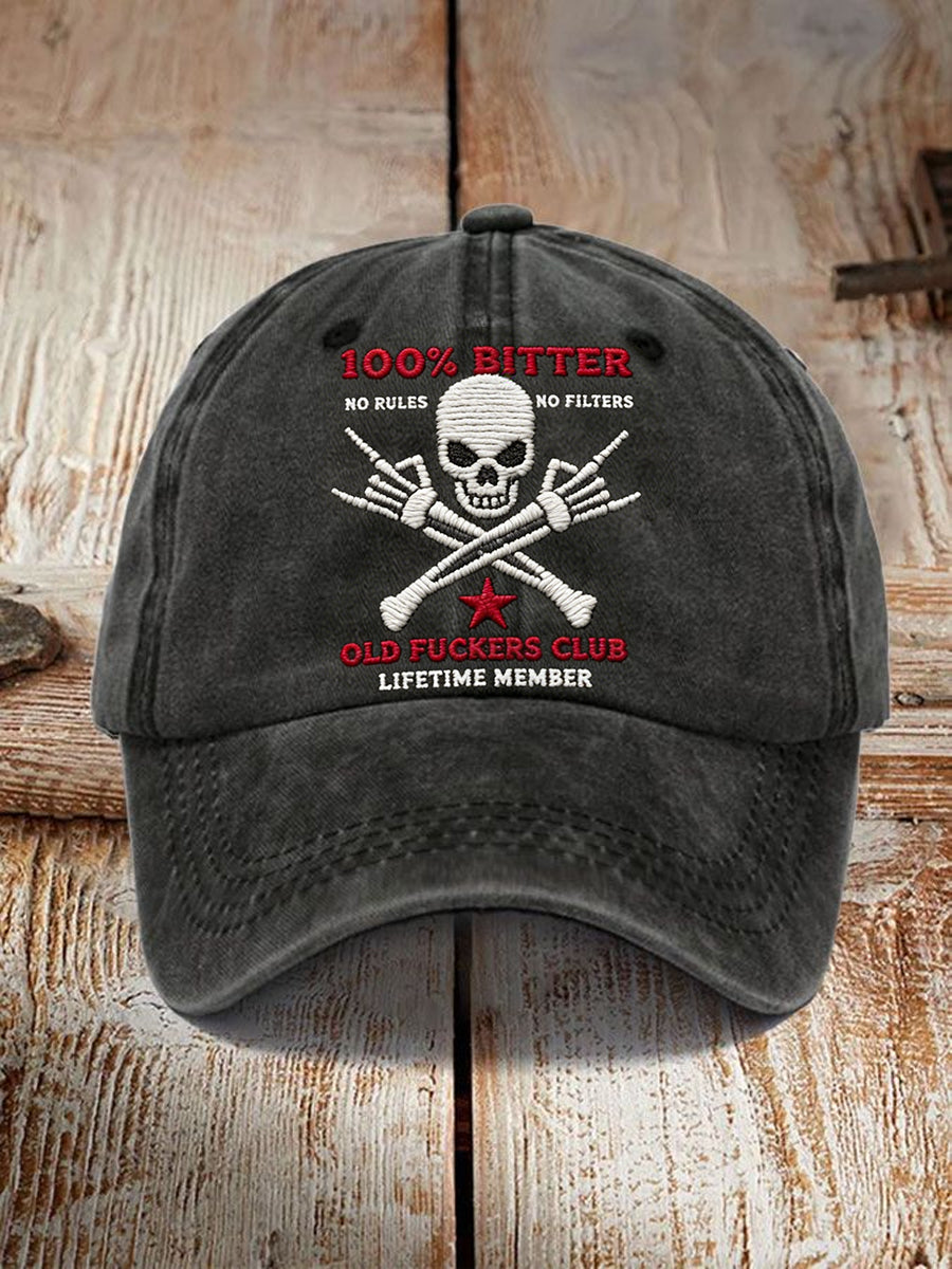 Unisex Old Fuckers Club Embroidery Pattern Washed Hat