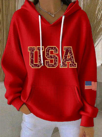 Women's Vintage USA Print Hoodie