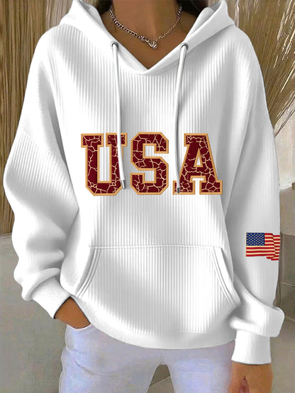 Women's Vintage USA Print Hoodie