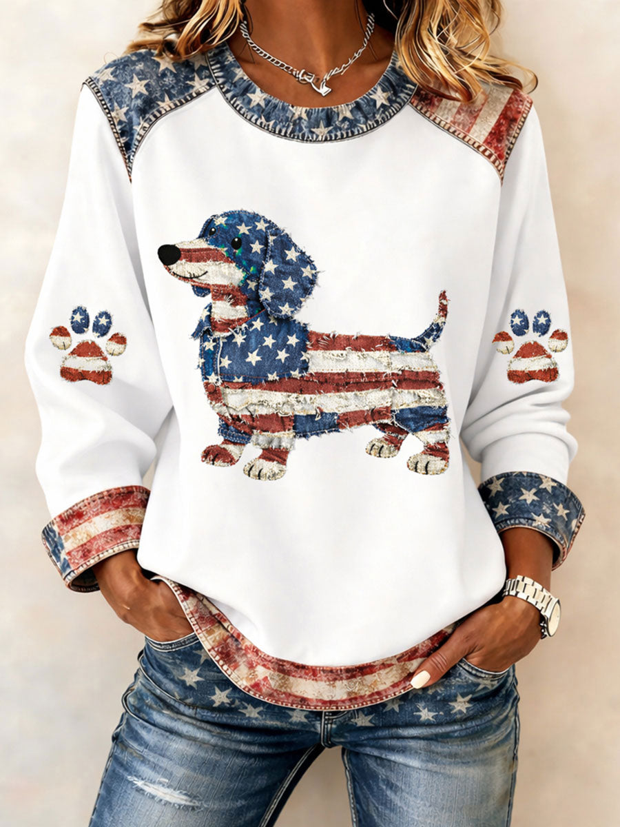 Women's American Flag Dachshund Sweatshirts