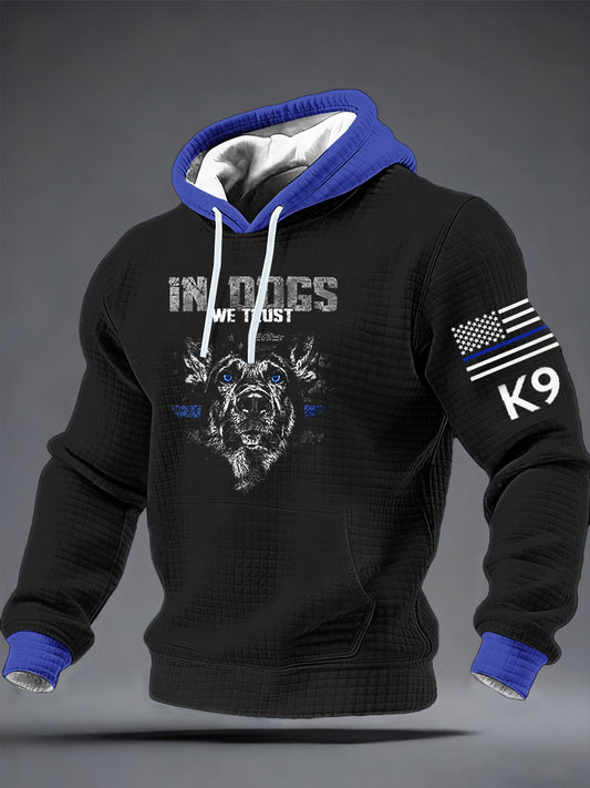 Men's K-9 Veterans Day Checkered Cotton Hoodie