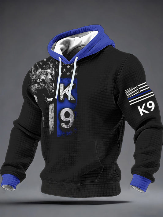 Men's K-9 Veterans Day Checkered Cotton Hoodie