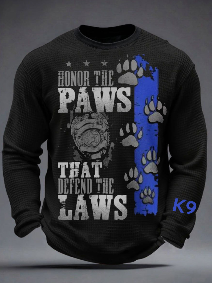 Men's K-9 Veterans Day Waffle Long Sleeve T-Shirt