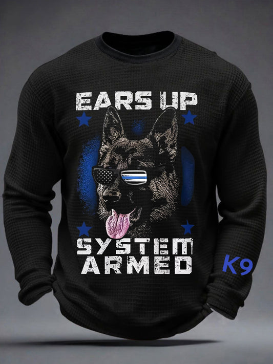 Men's K-9 Veterans Day Waffle Long Sleeve T-Shirt