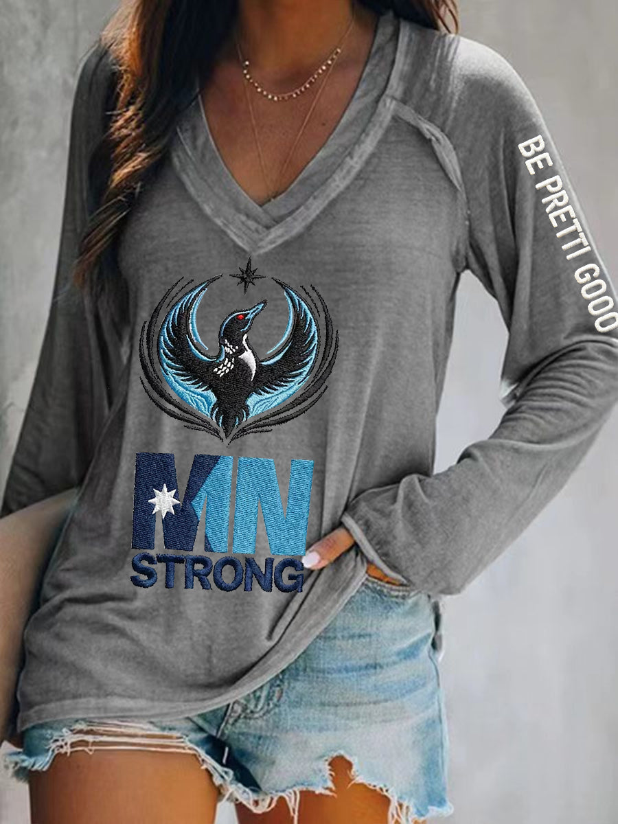 Women's Minnesota Strong Be Pretti Good  V-Neck T-Shirt