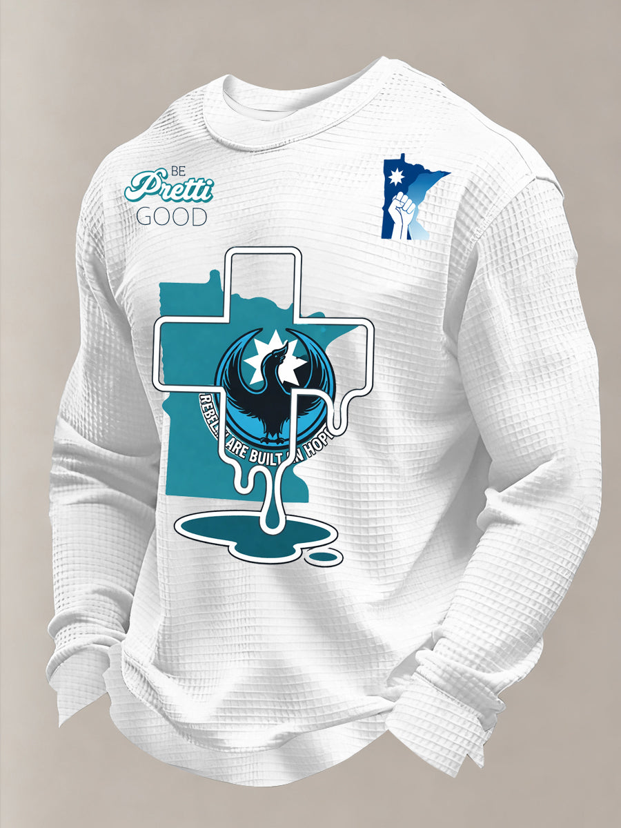 Men's Be Pretti Good Printed Waffle Long Sleeve Sweatshirt