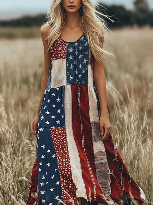 Women's Anniversary Inspired Patchwork Sleeveless Dress