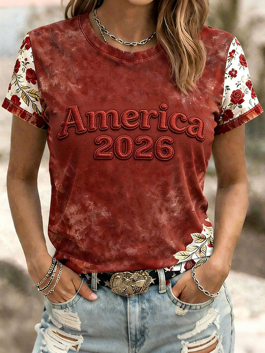 Women's America 2026 Floral T-Shirts
